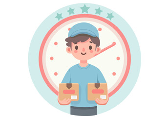 Flat illustration of a parcel delivery race against time.