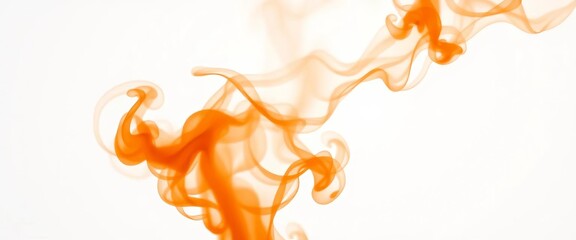 Serene orange smoke wisps, gently flowing across a pure white backdrop,  dreamy,  flowing