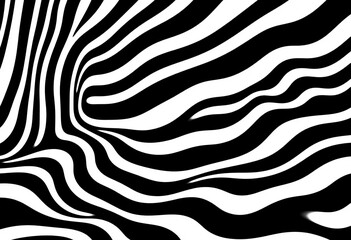 Abstract black and white op art background with wavy stripes  ,  vector,  kaleidoscope