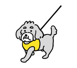 お散歩する手描きの犬