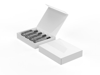 Perfume gift box blank template, 3d illustration.