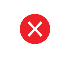 Fototapeta premium Red Circle with White X Symbol on Transparent Background