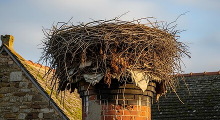 Stork Nest on Chimney