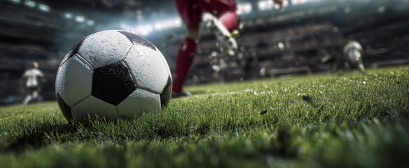 The soccer ball in action on a vibrant stadium field