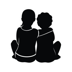 Silhouette of two friends sitting together