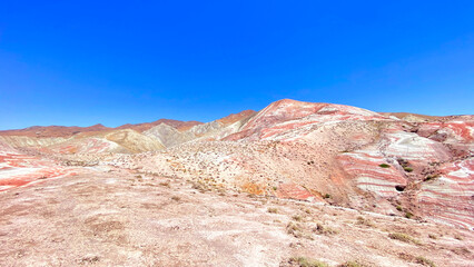 Agate mountains. Candy Mountains. Fantastic panorama of the Khizi Mountains. The landmark of...