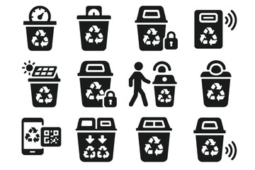Weight sorting tag recycling icons scanner vector smart panel reader icon detector
