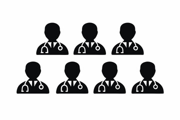 Doctor with stethoscope icon silhouette illustration