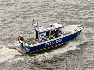 German police boat in port of Hamburg.