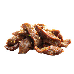 Isolated portion of savory and flavorful Chinese sweet and sour chicken dish prepared food.