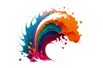 Dynamic Abstract Paint Splash with Feathered Edges on background blue isolated on a transparent background