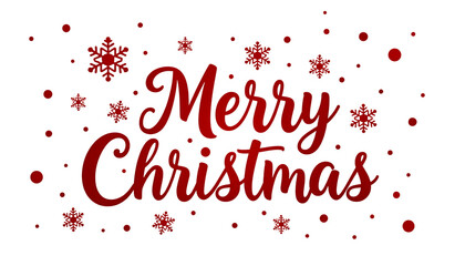 Red festive script text with snowflakes and circles isolated on a transparent background christmas holiday