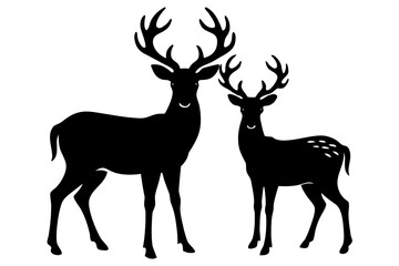 Deer in forest silhouette vector