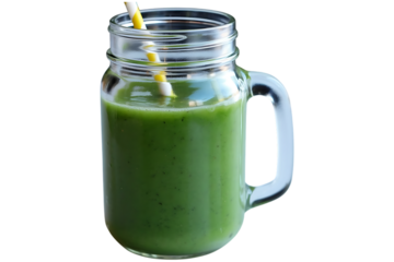 a bright green smoothie in a clear glass image transparent background