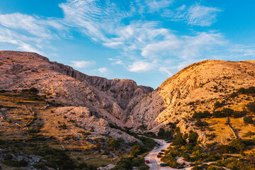 Beautiful aerial landscape from a drone on the Croatian island of Krk. Croatian landscape.