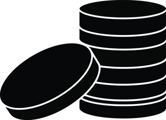 Stack of black coins digital art minimalist finance icon vector