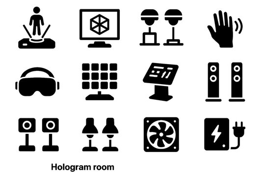 Motion sensors icon gesture control power controllers icons devices headset hologram tracking