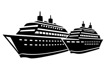 Obraz premium Cruise ship silhouette illustration
