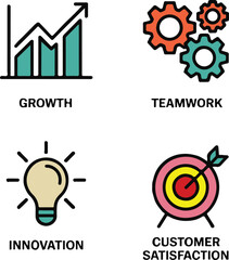 Business Growth and Teamwork Icon Set

Colorful Business Success Vector Icons

Innovation and Customer Satisfaction Icons
Modern Business Concepts Vector Pack
Flat Style Business and Marketing Icons