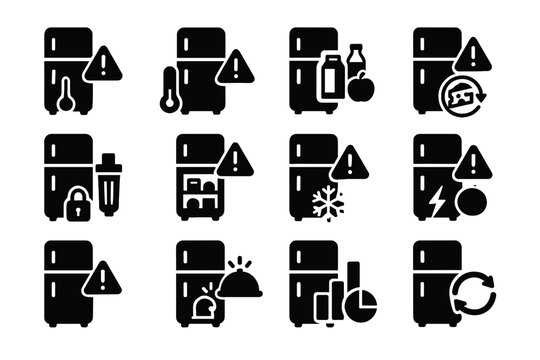 Alert usage smart fluctuation vector report left door icon food energy fridge