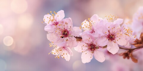 Obraz premium The Delicate Pink Blossoms of Cherry Trees in Springtime Beauty