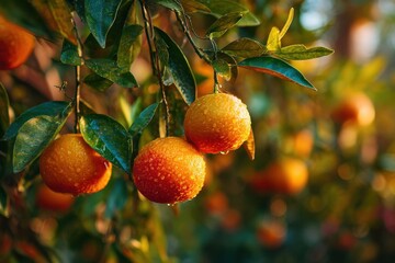 Obraz premium Fresh citrus harvest orange orchard photography autumn close-up nature's bounty