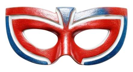 Red, White, and Blue Superhero Mask, Patriotic Eye Cover, Fictional Costume Accessory, Isolated on Transparent and White Background