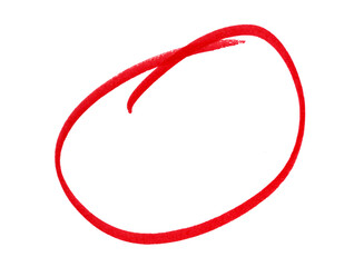 Hand-drawn Red marker circle isolated on a transparent background