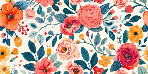 Ornate floral pattern wallpaper illustration abstract on white background.