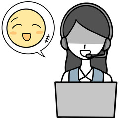 怪しいコールセンターの女性と安心している人
