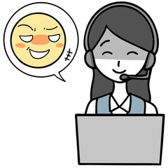 不穏そうなコールセンターの女性とセクハラをする人