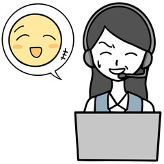 苦笑いのコールセンターの女性と話し続ける人