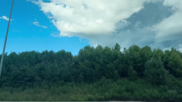 Large Puffy White Clouds with Hints of Gray Before Storm &ndash; Atmospheric Sky Landscape.