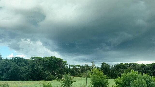 Large Puffy White Clouds with Hints of Gray Before Storm &ndash; Atmospheric Sky Landscape.