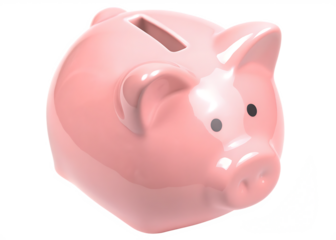 Pink Piggy Bank With Transparent Background ceramic money box isolated on a transparent background