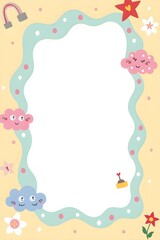 AI Generative. Whimsical and Cute Border Frame Illustration. 18