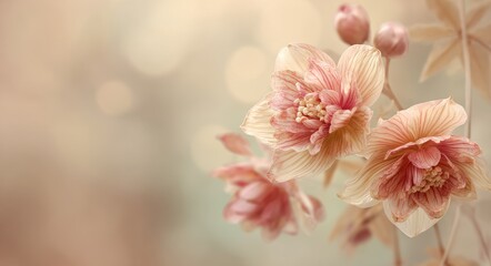 Gentle Floral Bliss: Softly Colored Lotus Blooms on Mulberry Texture for a Serene Background