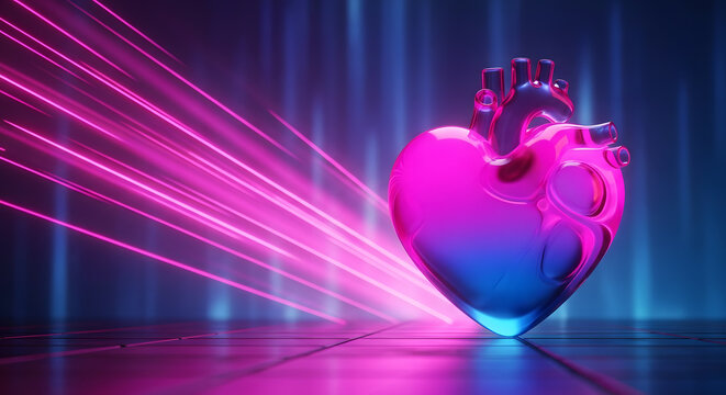 Neon Heart with Streaking Light Trails glowing streaks