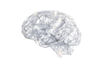 Artificial intelligence brain neural network technology concept design on transparent background
