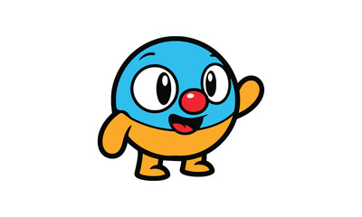 Cute cartoon character waving hello friendly blob mascot white background