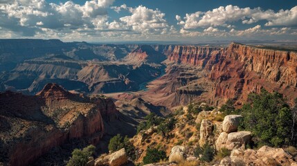 Stunning Arizona Canyon Landscape: Dark Clouds Over Arid Desert Buttes
