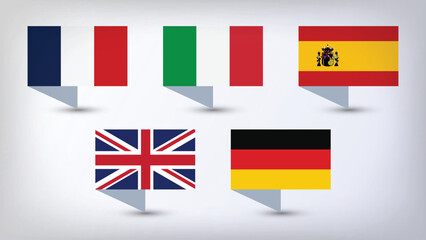 Illustration Vector Featuring Spain, England, Italy, France and Germany  Identities