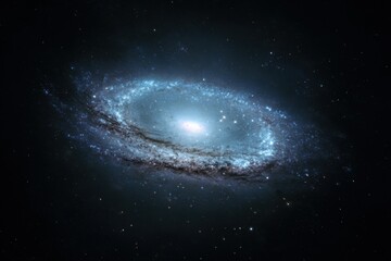 Obraz premium Spiral galaxy in deep space, vibrant blue-gray hues