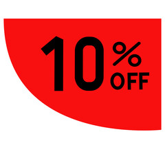 Red 10 percent off tag isolated on transparent background