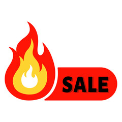 Hot sale sign with fire element isolated on transparent background