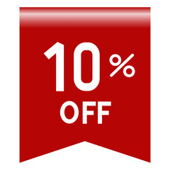 10% off sale discount tag isolated on transparent background