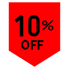 Red 10 percent off price tag isolated on transparent