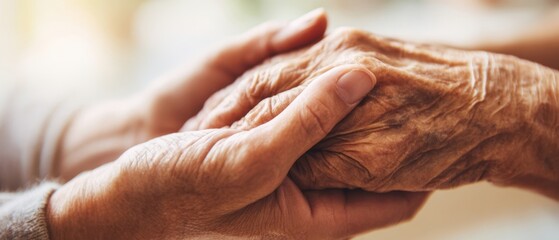 Fototapeta premium The gentle hands of support and connection between generations.