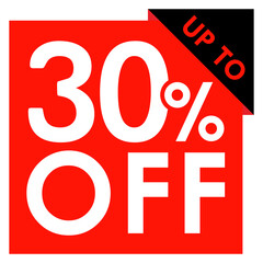 Big savings up to 30 percent off sale offer isolated on transparent background