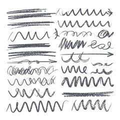 Collection of hand-drawn textured lines and scribbles